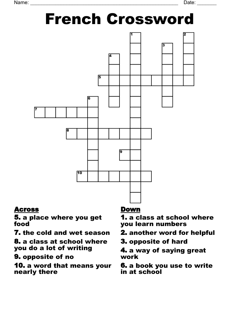 French Crossword