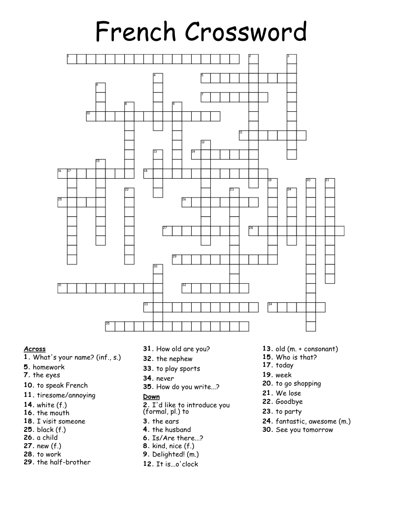 French Crossword