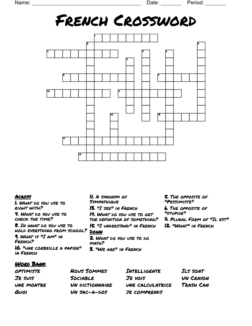 French Crossword