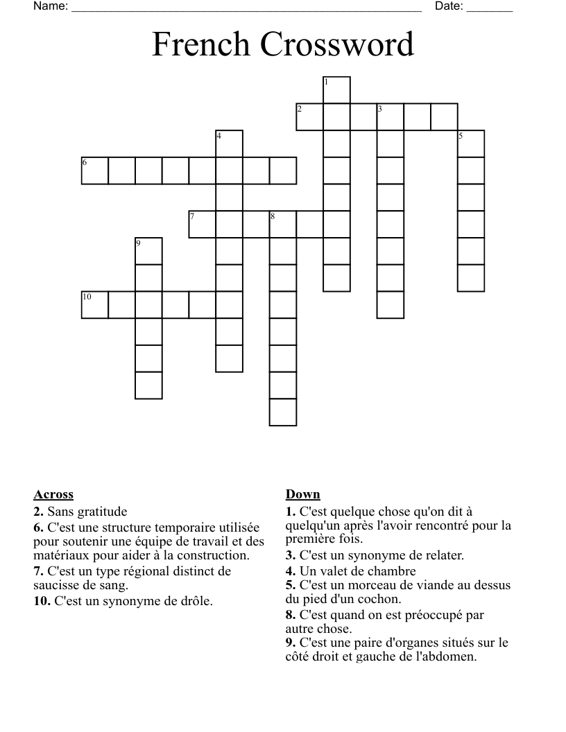 French Crossword