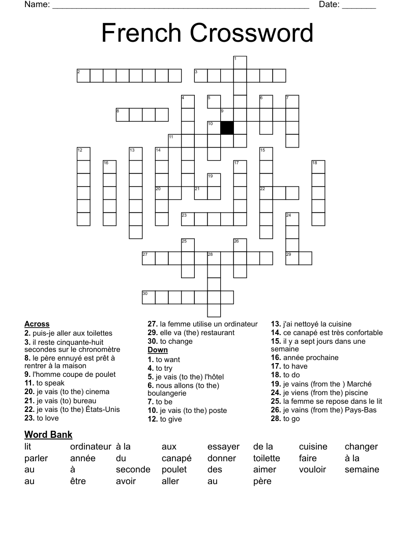 French Crossword
