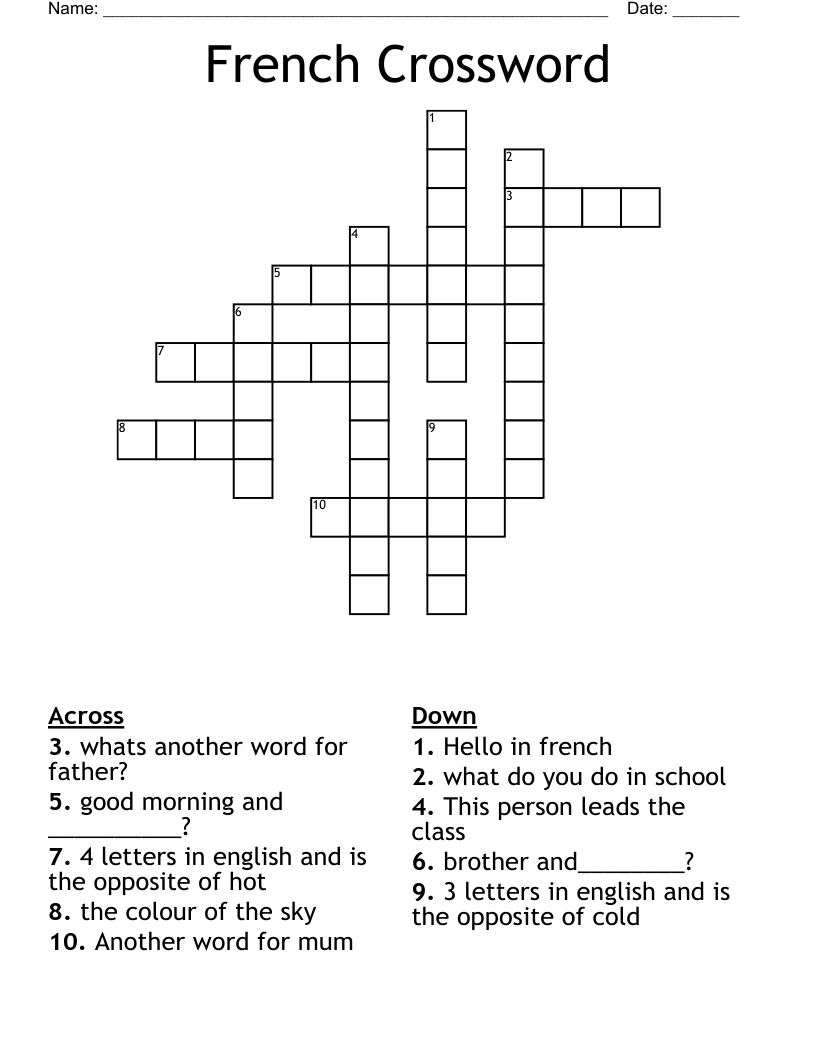 French Crossword