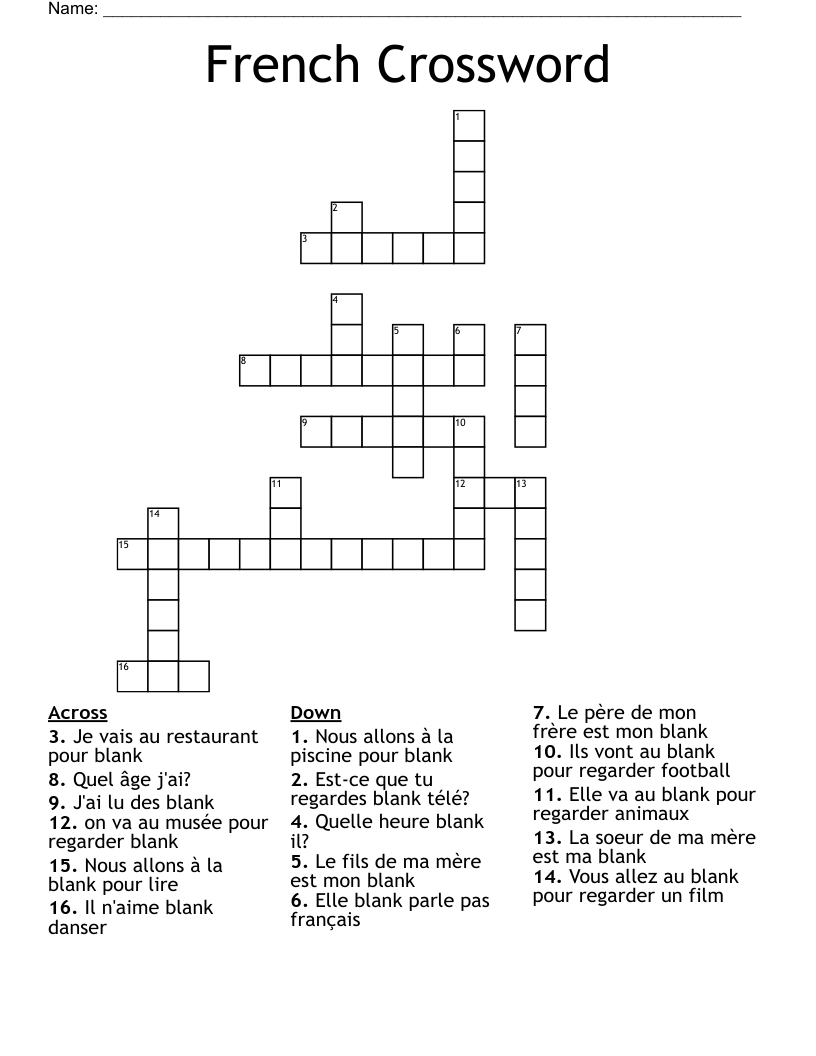 French Crossword