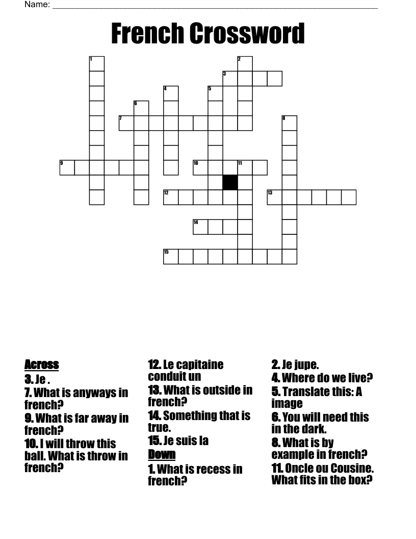French Crossword