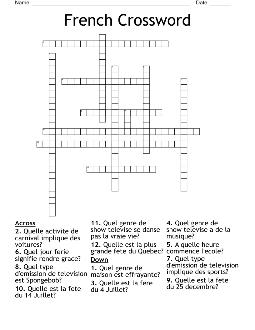 French Crossword