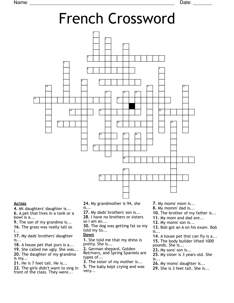 French Crossword
