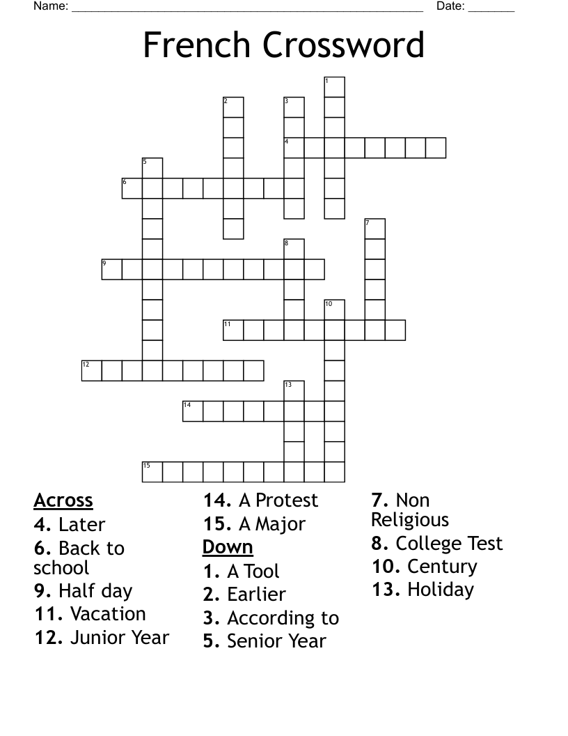 French Crossword