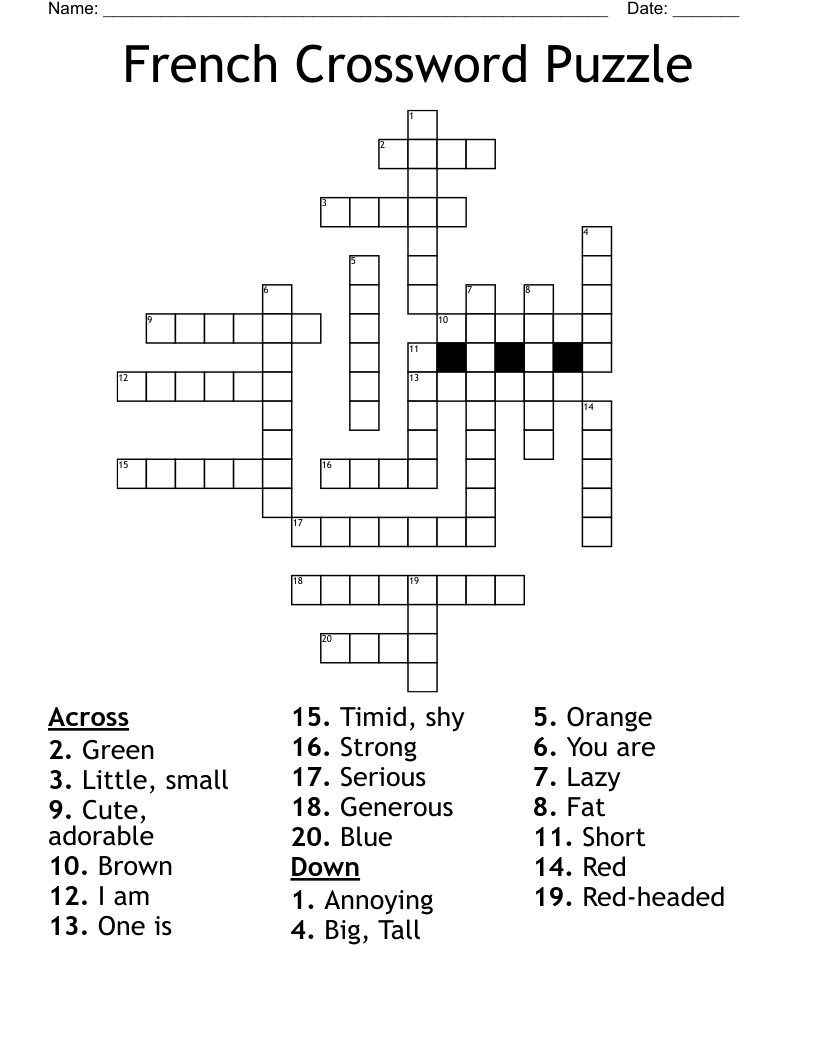 French Crossword Puzzle