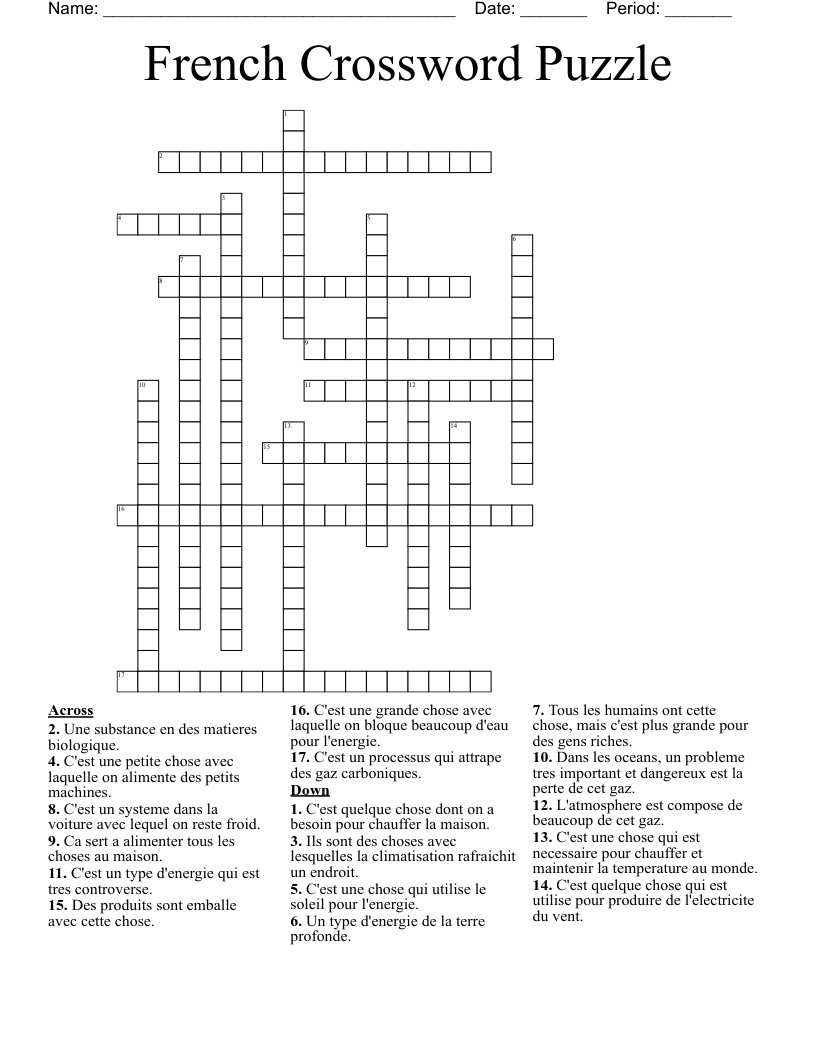 French Crossword Puzzle