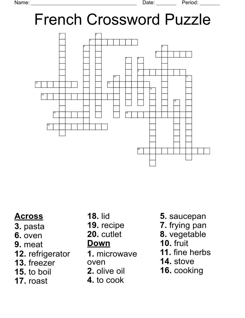 French Crossword Puzzle