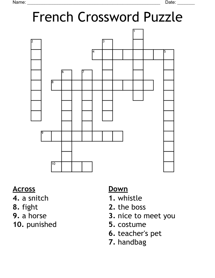 French Crossword Puzzle