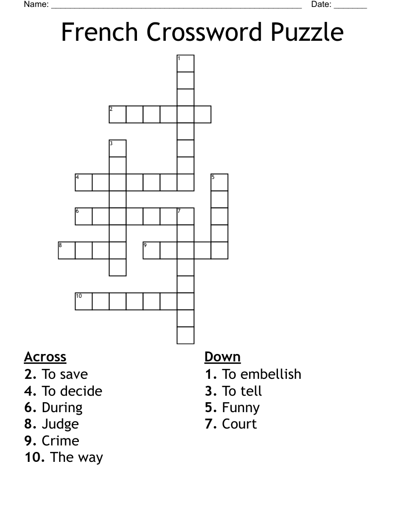 French Crossword Puzzle