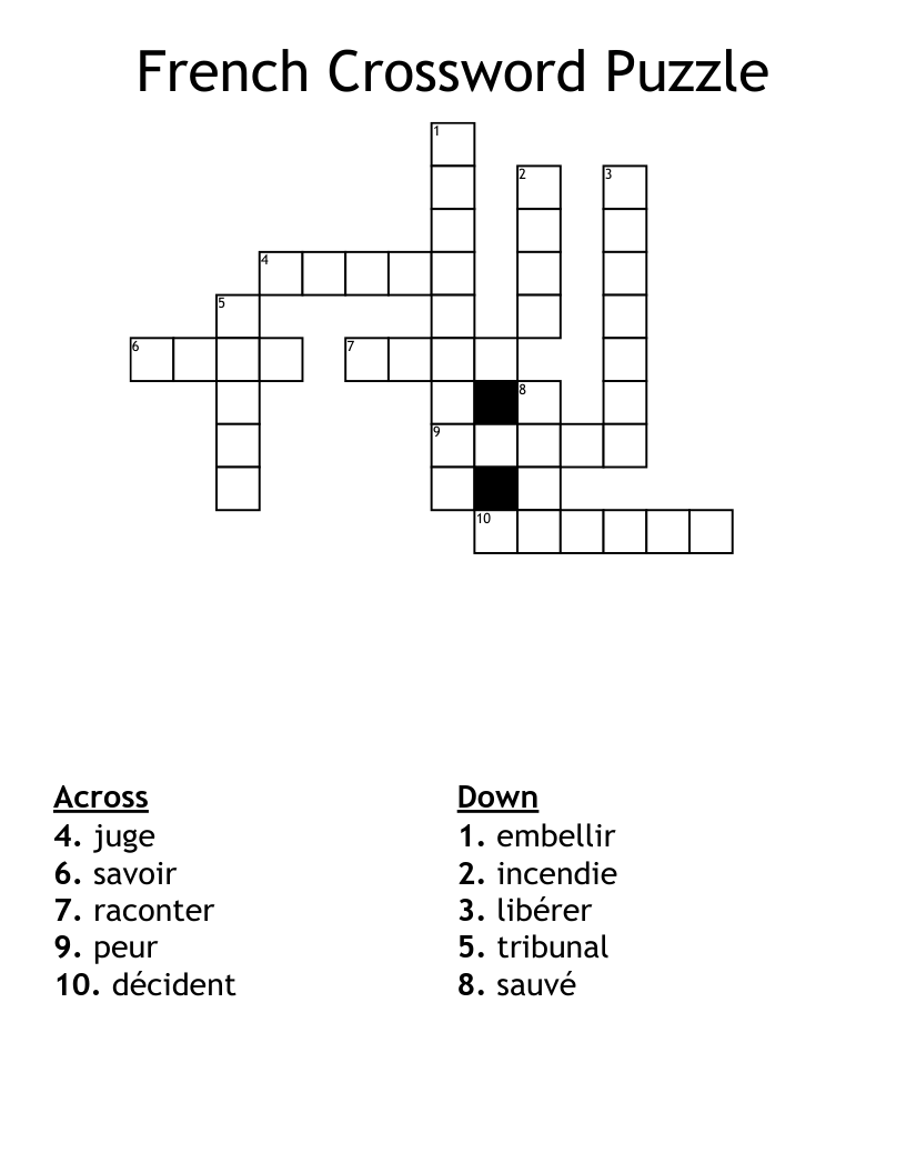 French Crossword Puzzle