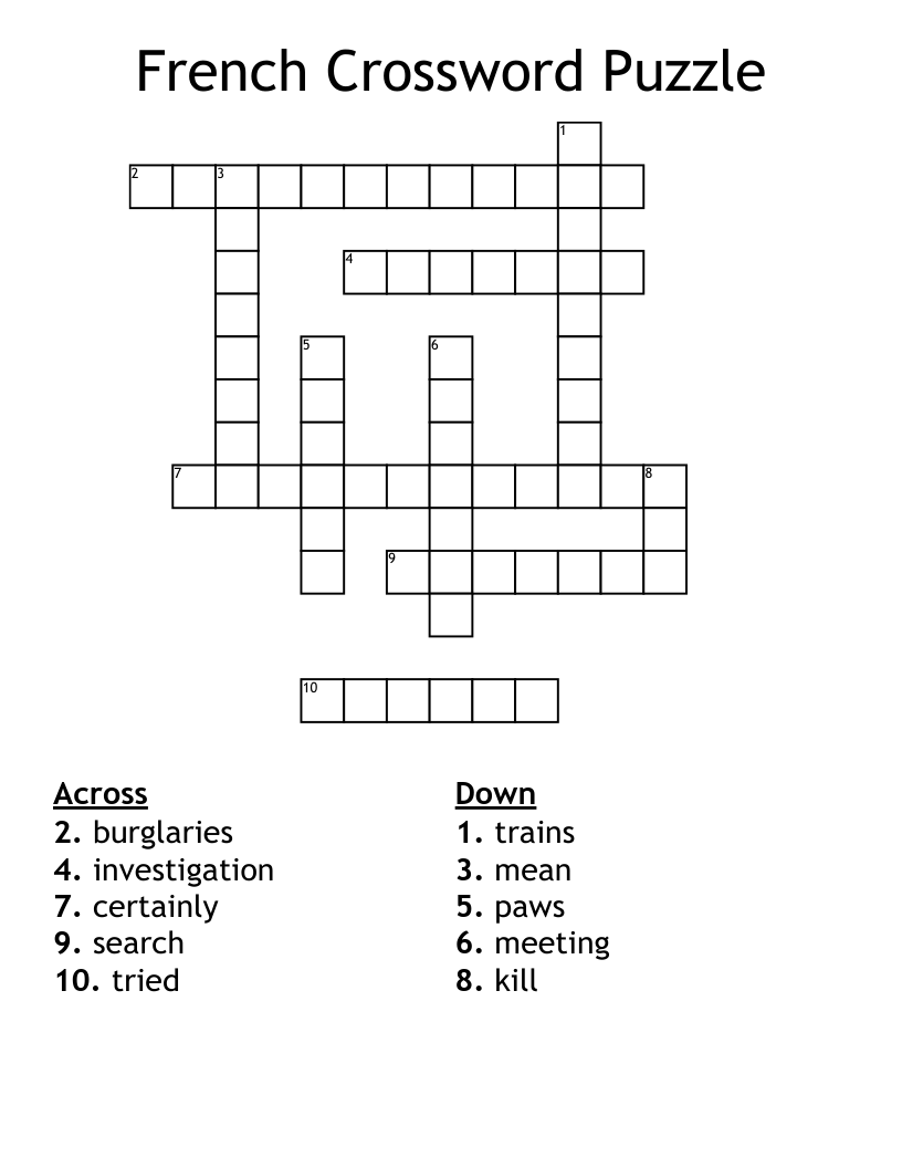 French Crossword Puzzle