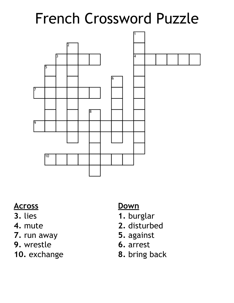 French Crossword Puzzle