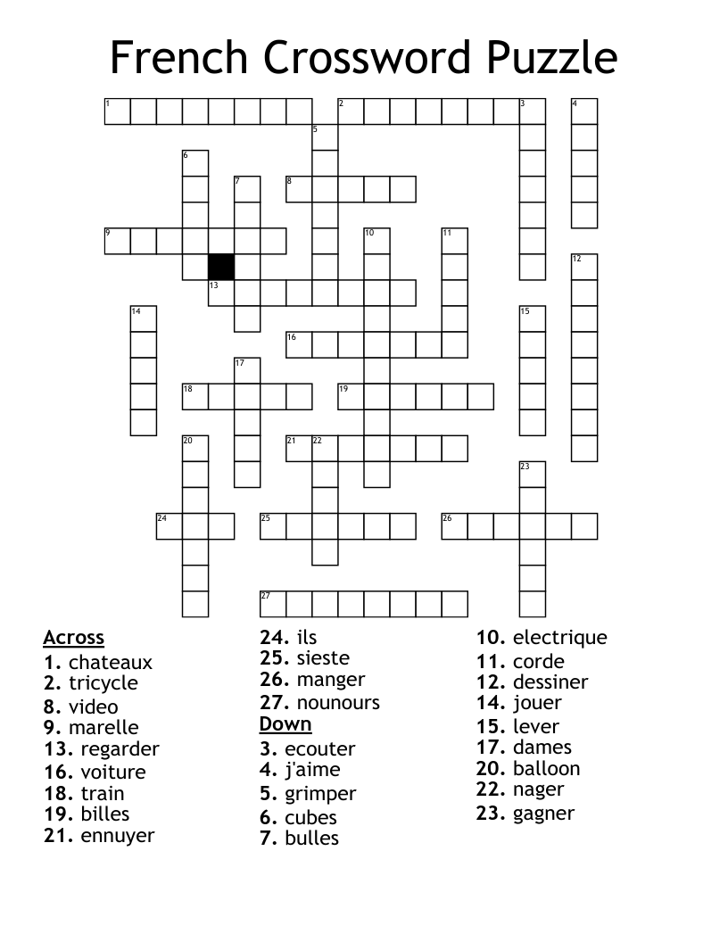 French Crossword Puzzle