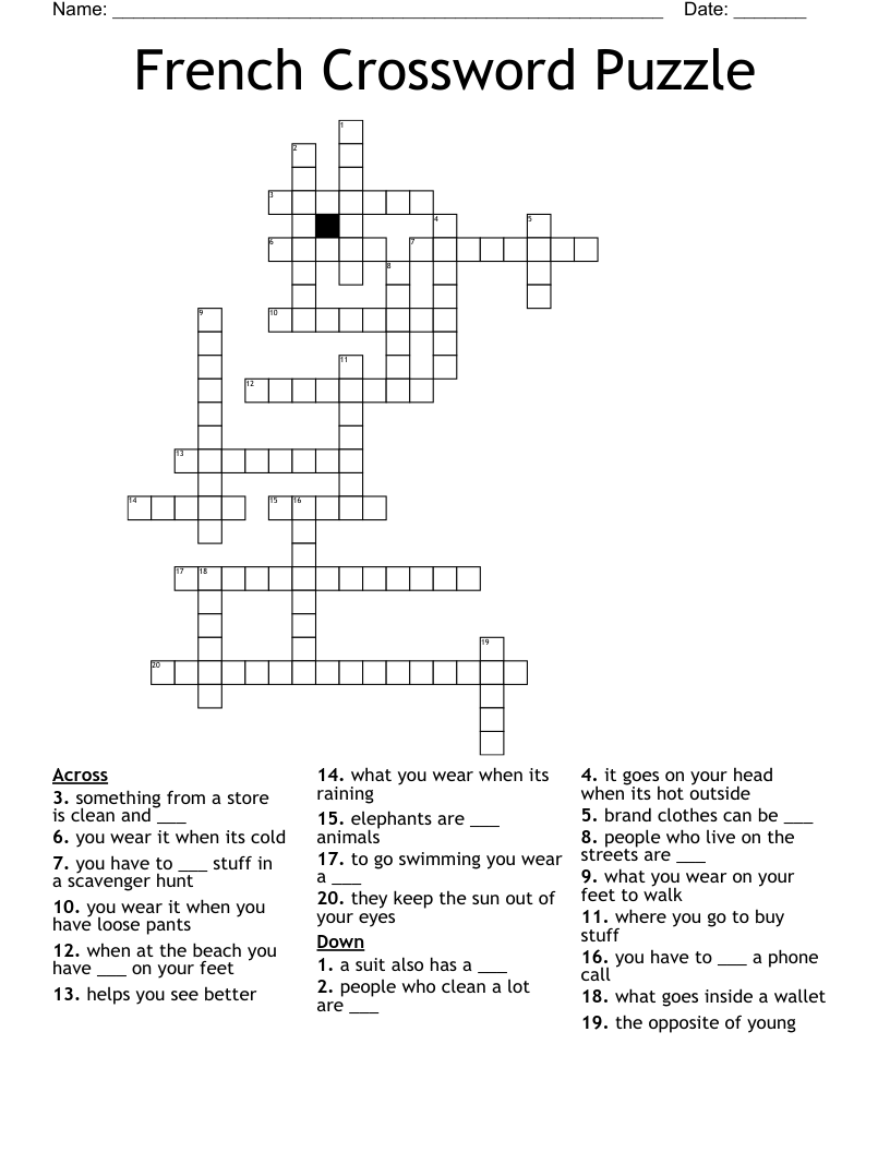 French Crossword Puzzle