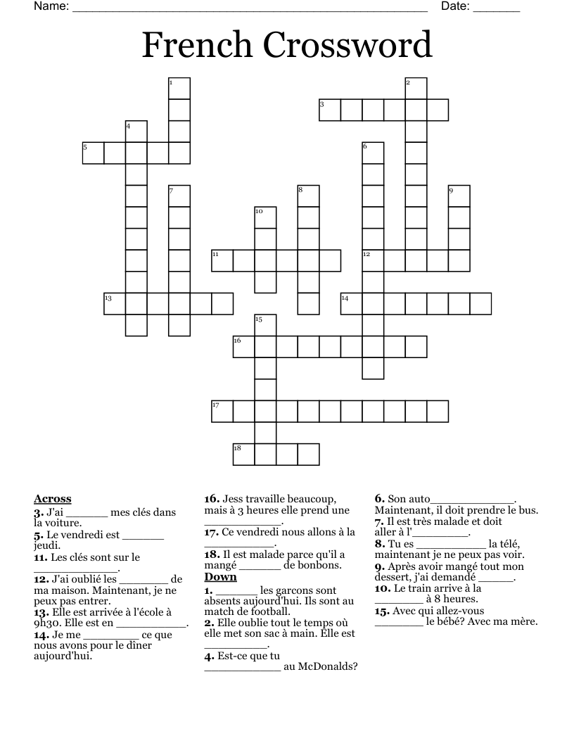 French Crossword 