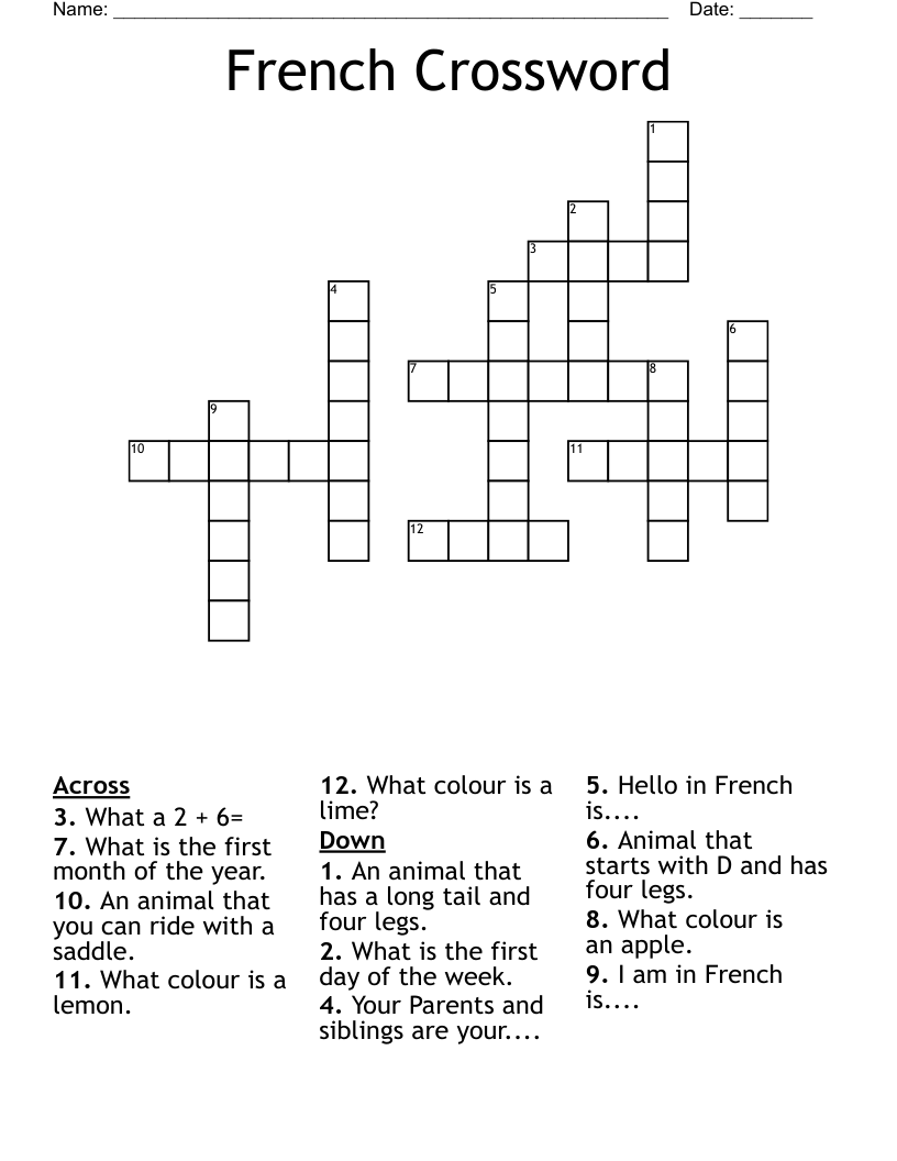 French Crossword 