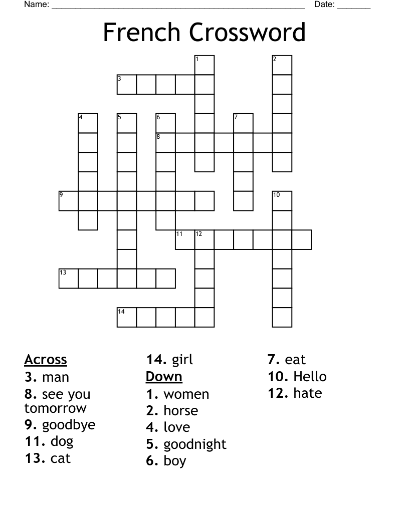 French Crossword 