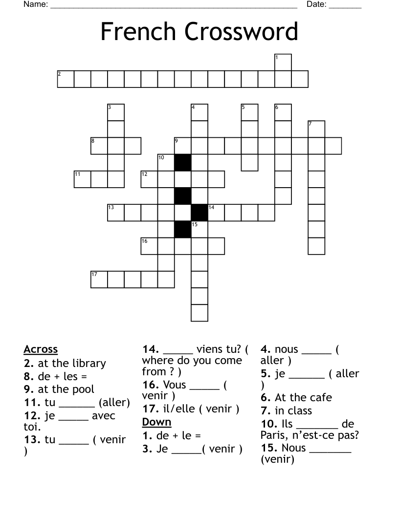 French Crossword 