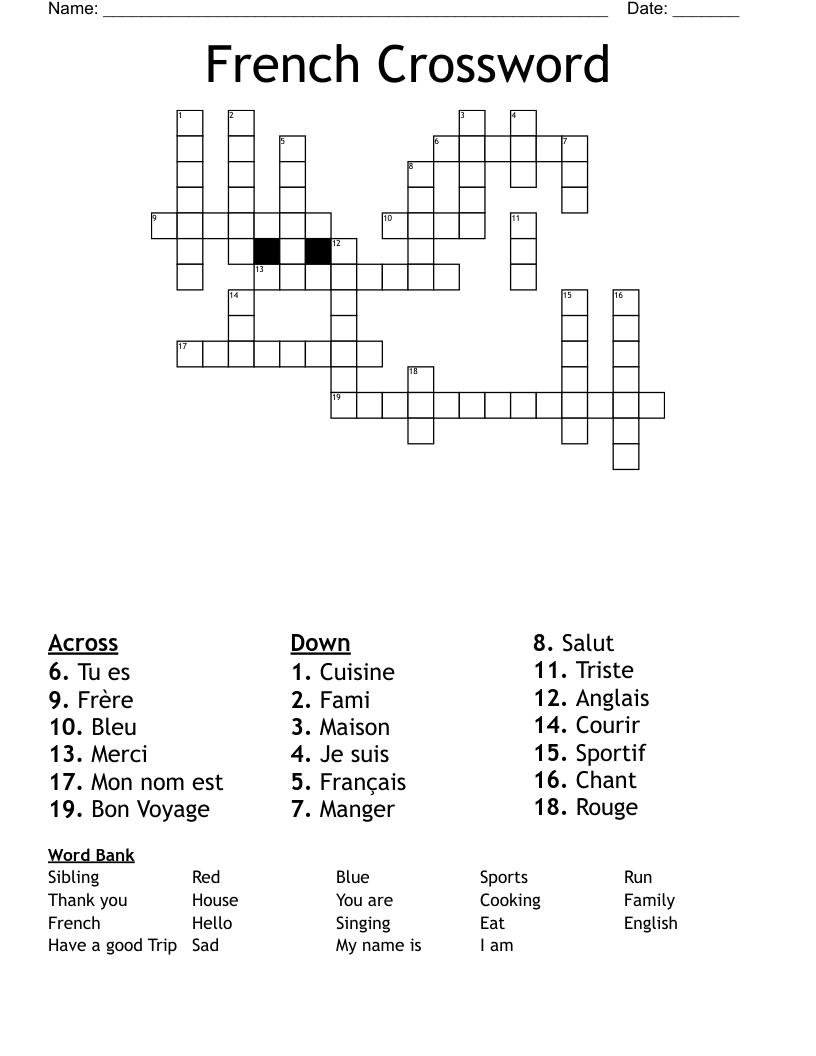 French Crossword 