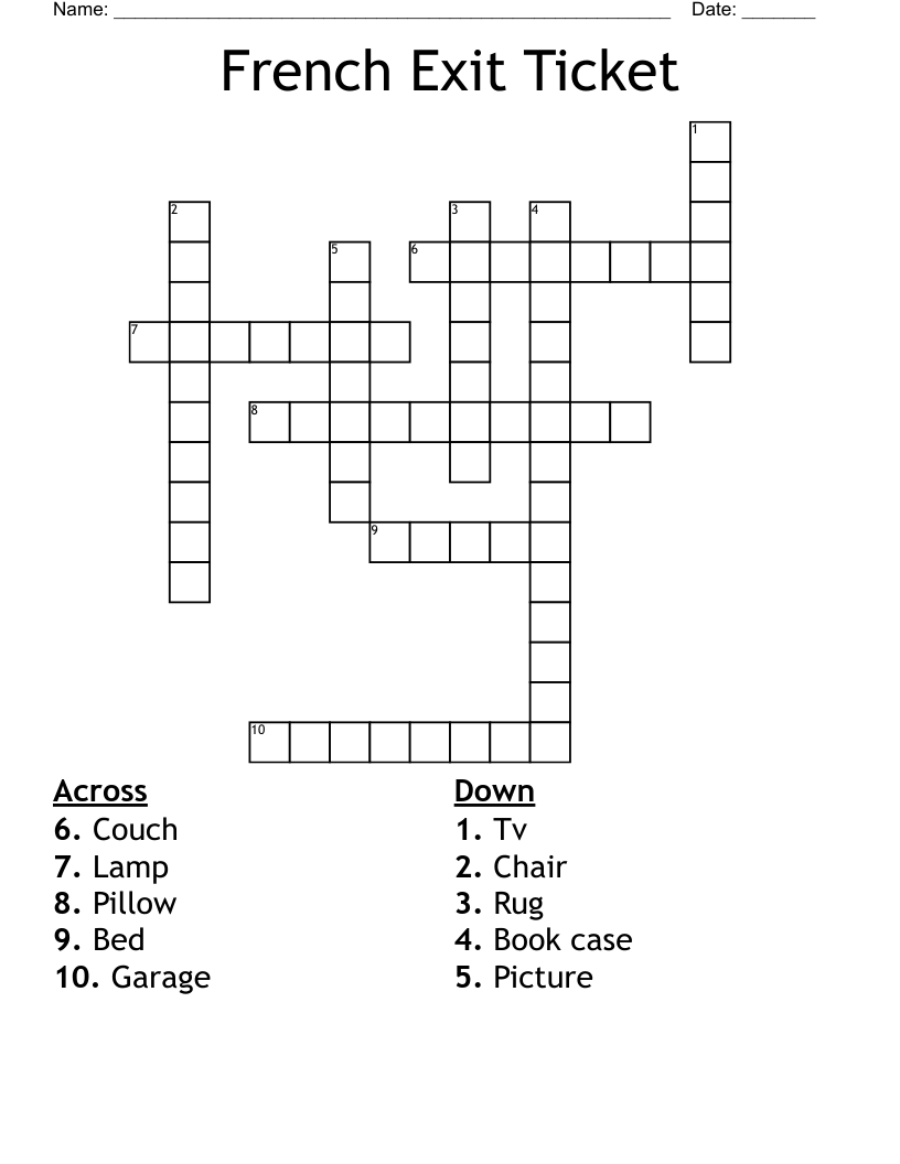 French Exit Ticket Crossword