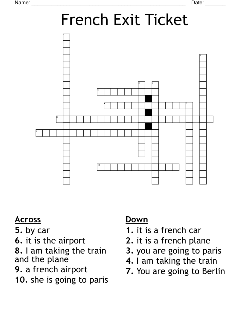 French Exit  Ticket Crossword