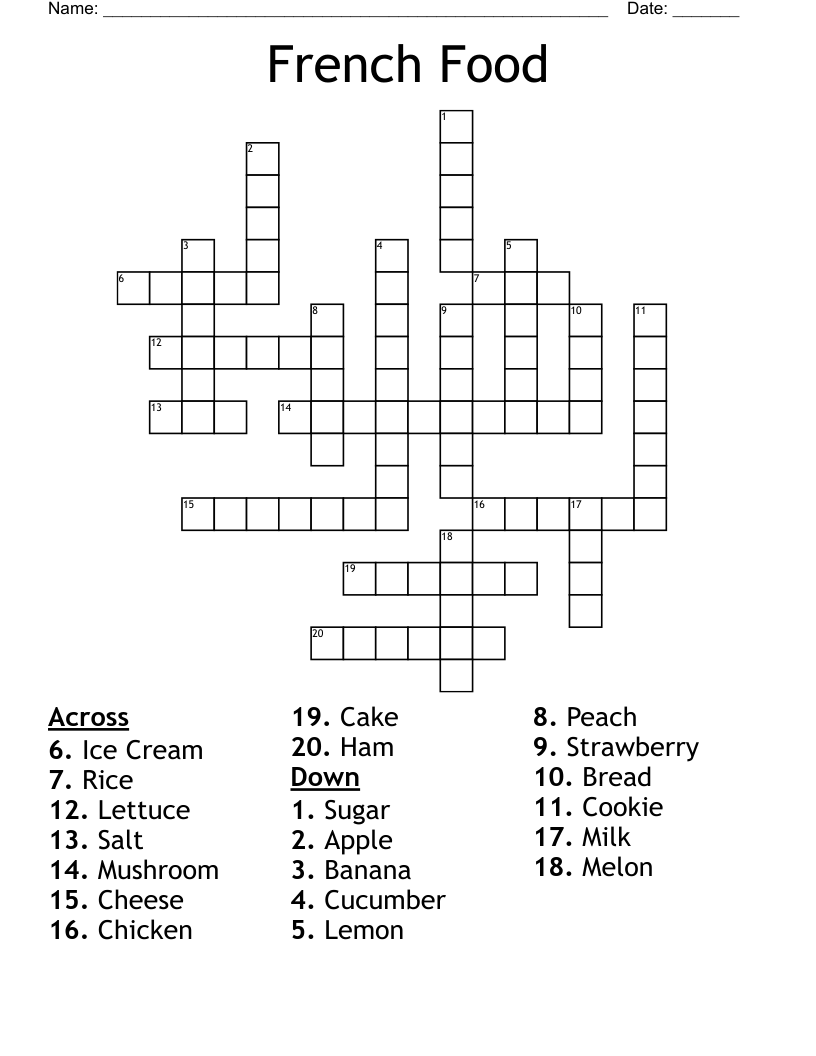 French Food Crossword