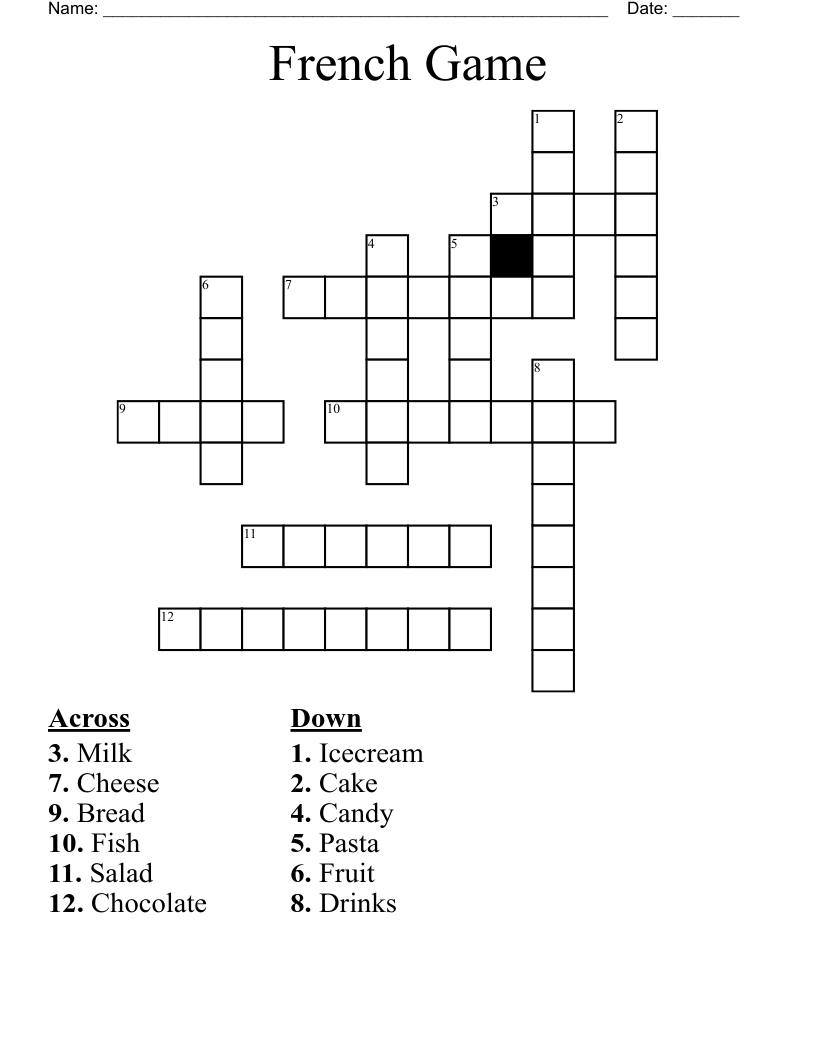 French Game Crossword