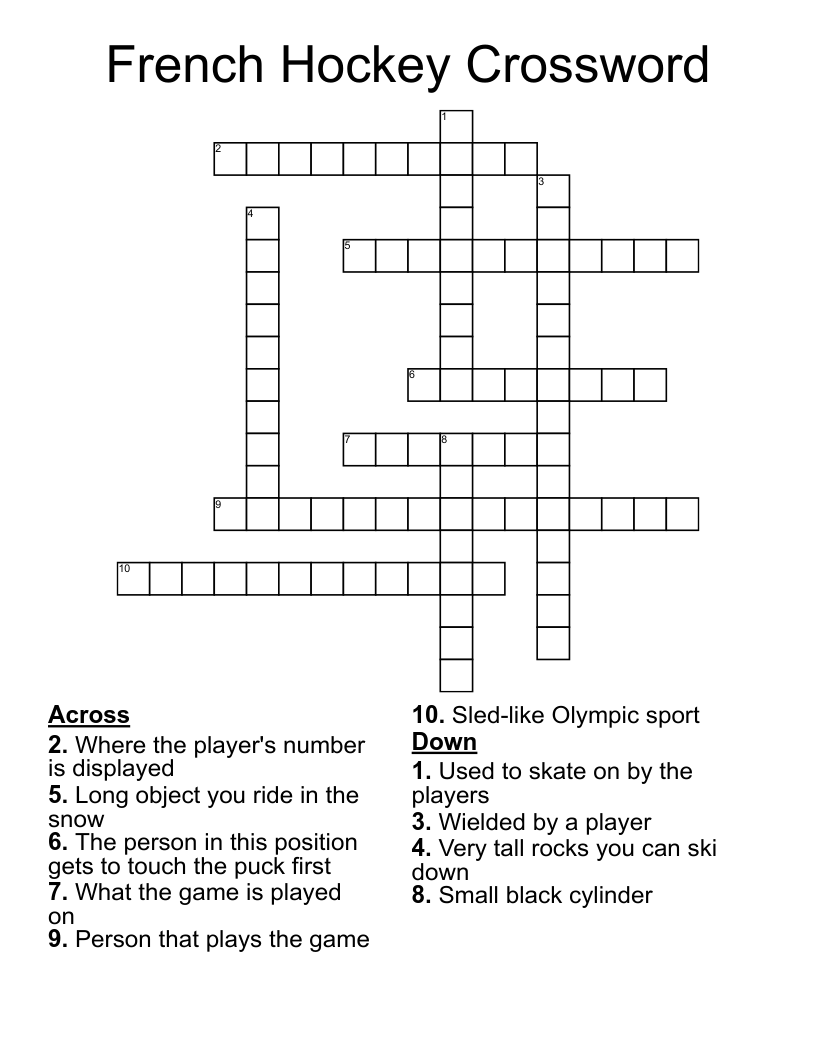 French Hockey Crossword