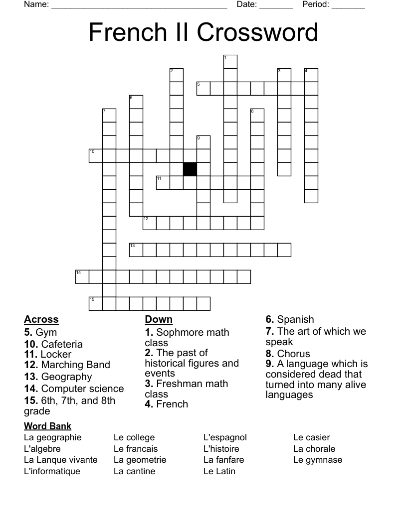 French II Crossword