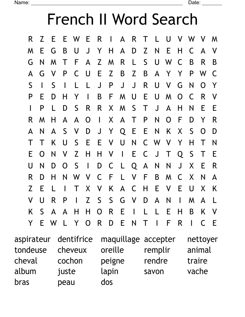 French II Word Search