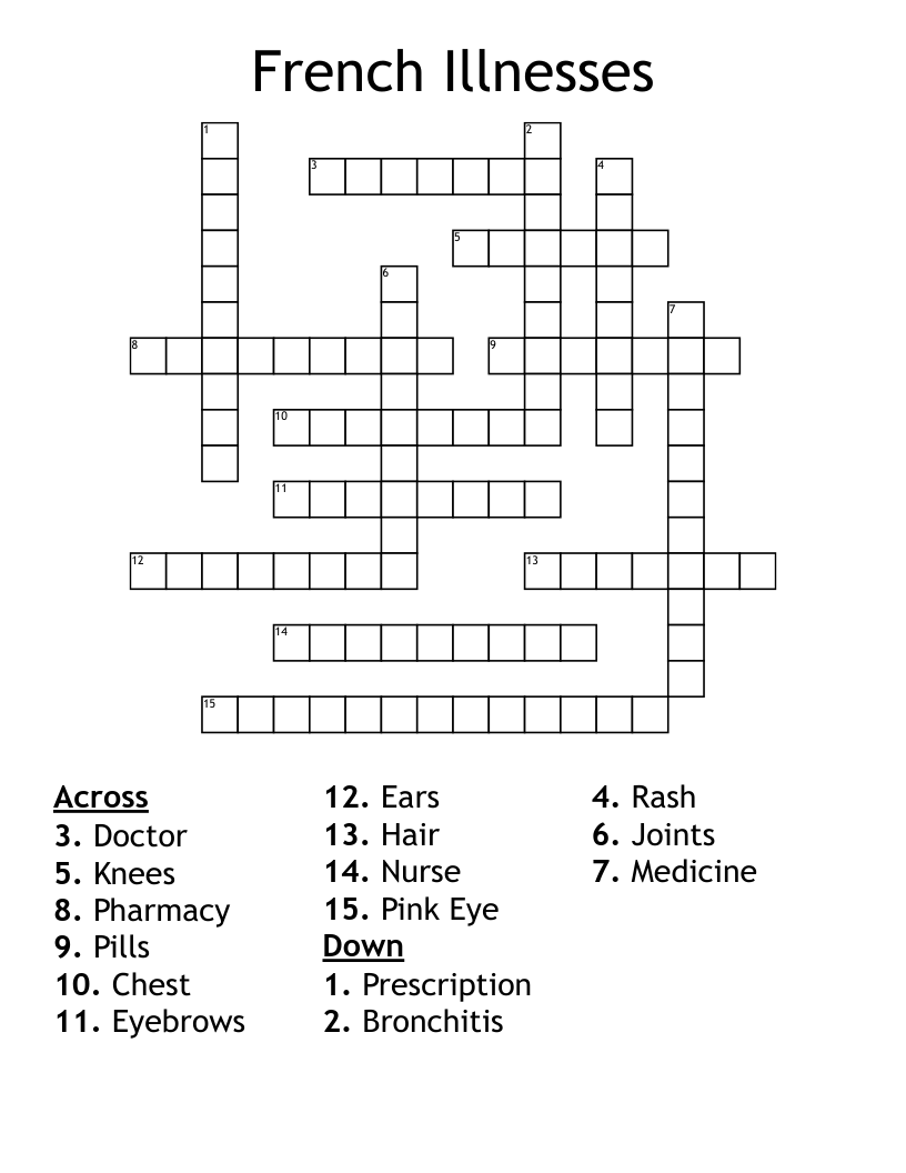 French Illnesses Crossword