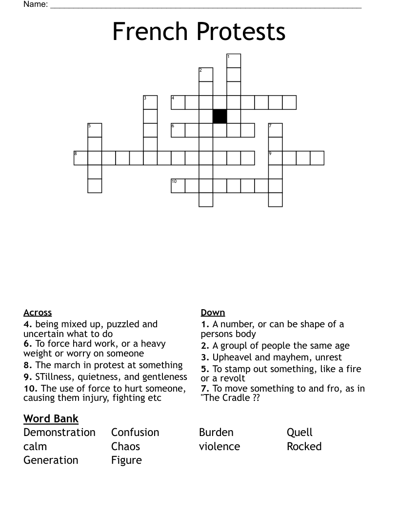 French Protests Crossword