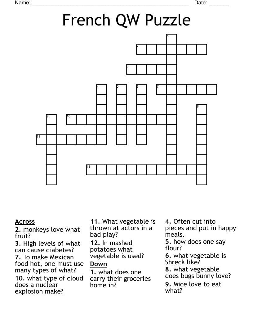 French QW Puzzle Crossword