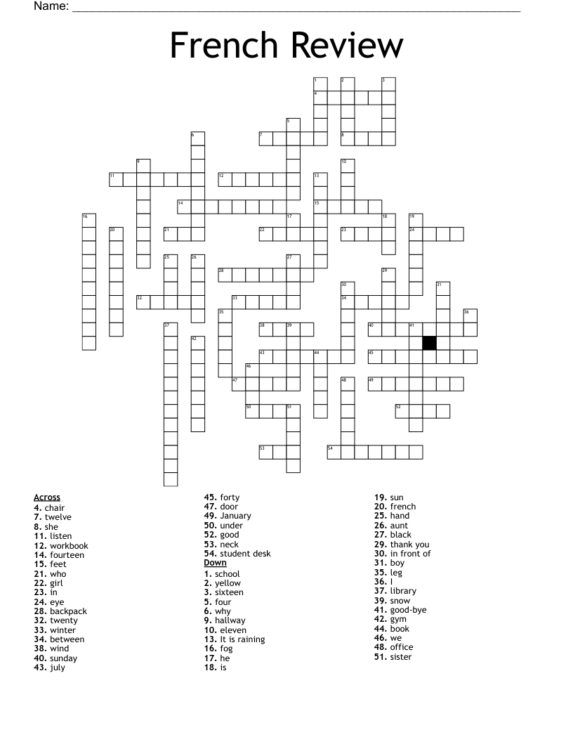 French Review Crossword