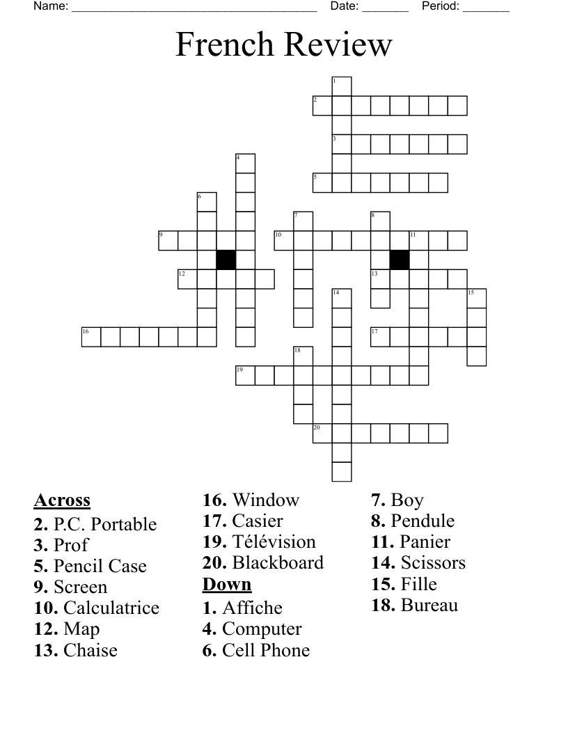 French Review Crossword