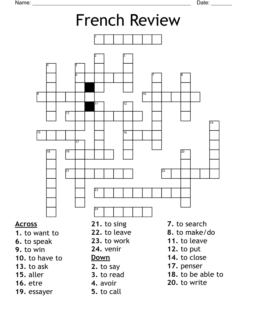 French Review Crossword