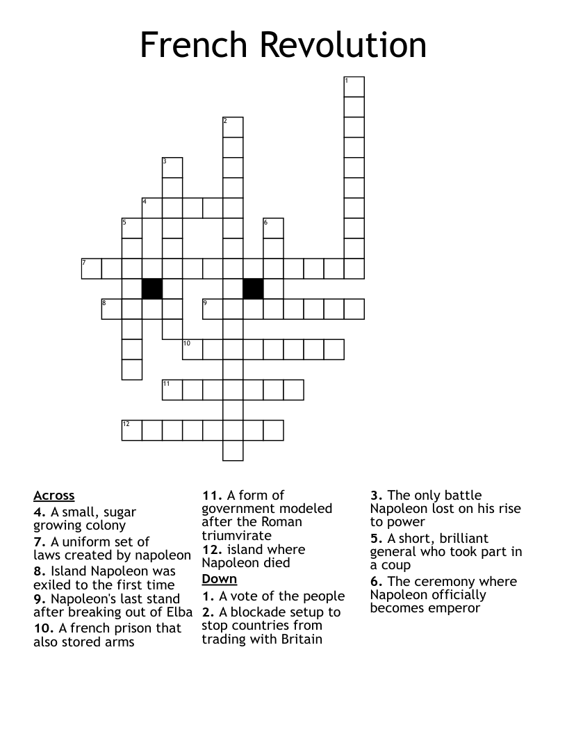 French Revolution Crossword