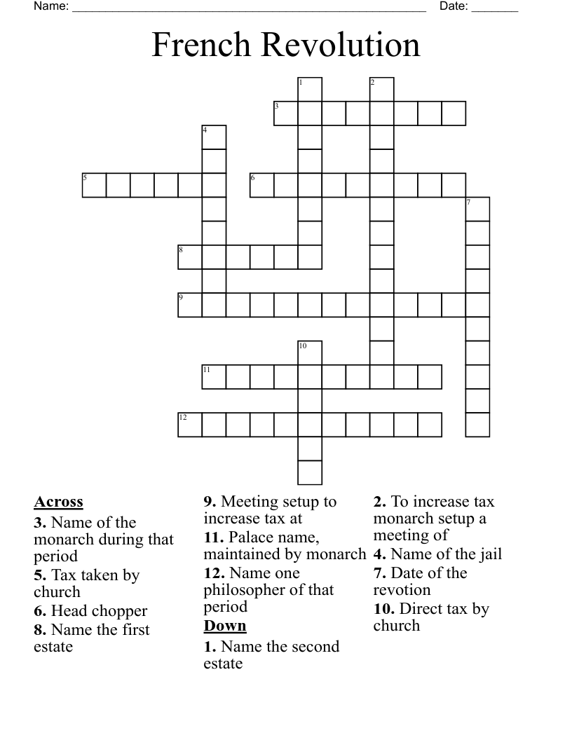 French Revolution Crossword