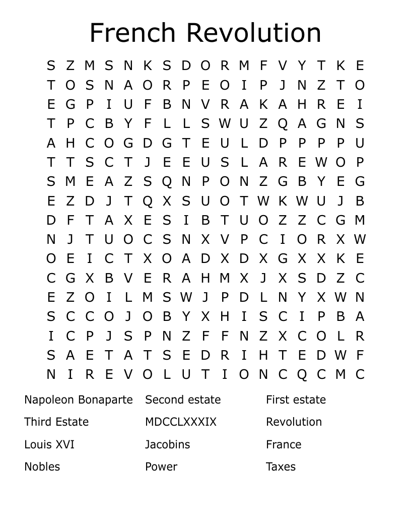 French Revolution Word Search