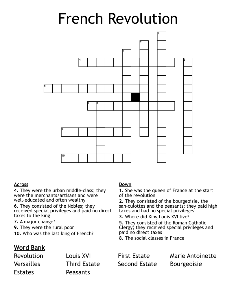French Revolution Crossword
