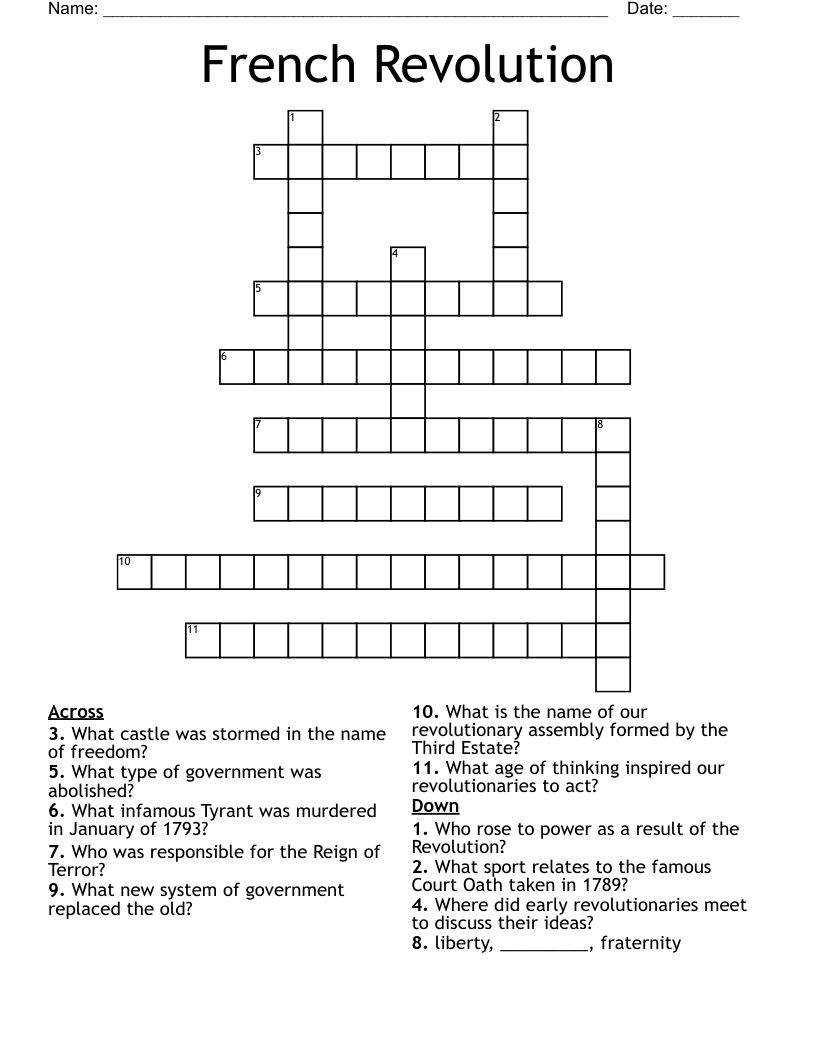 French Revolution Crossword