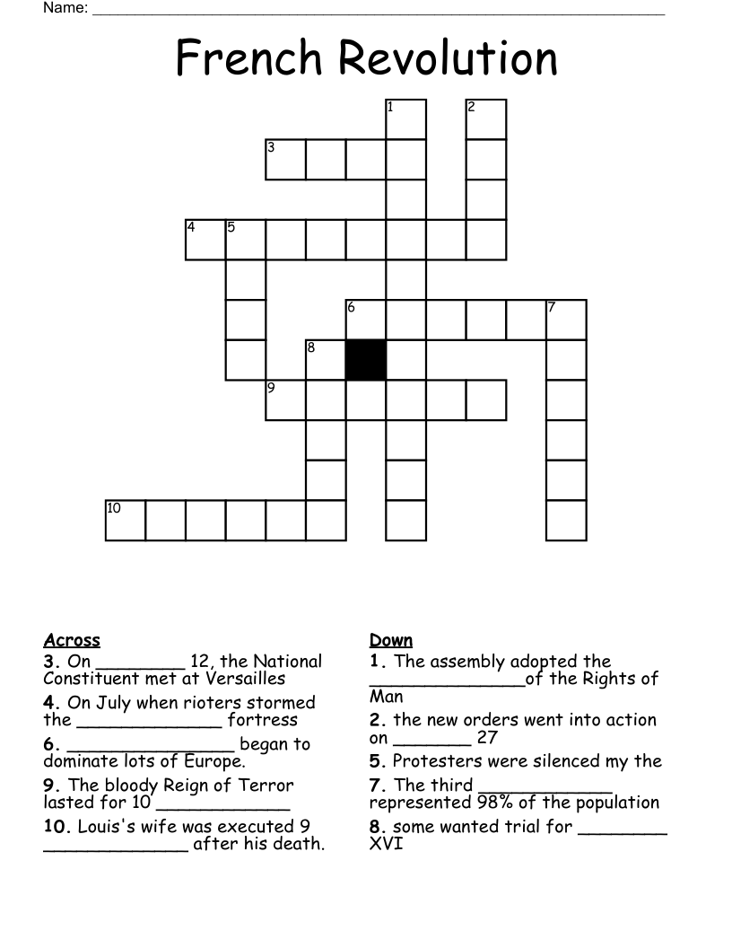 French Revolution Crossword