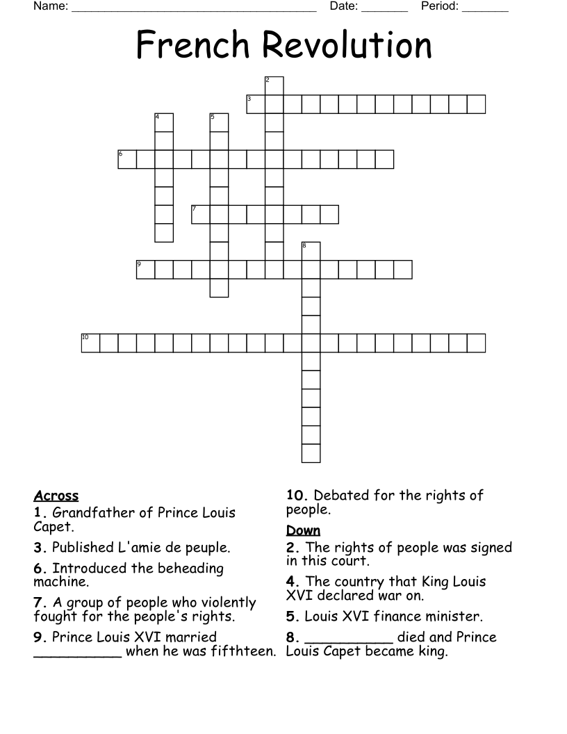 French Revolution Crossword