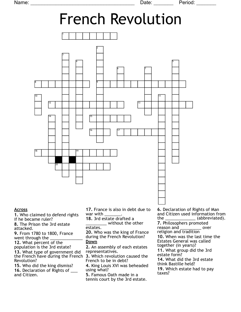 French Revolution Crossword