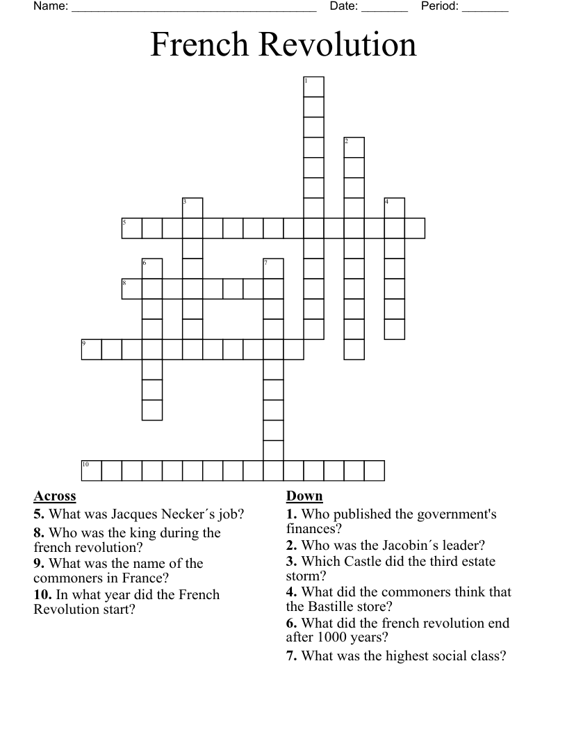 French Revolution Crossword