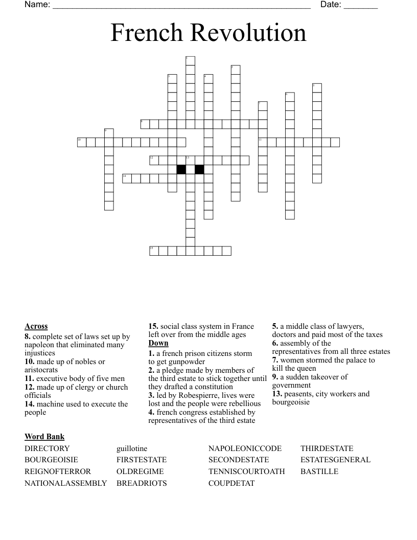French Revolution Crossword