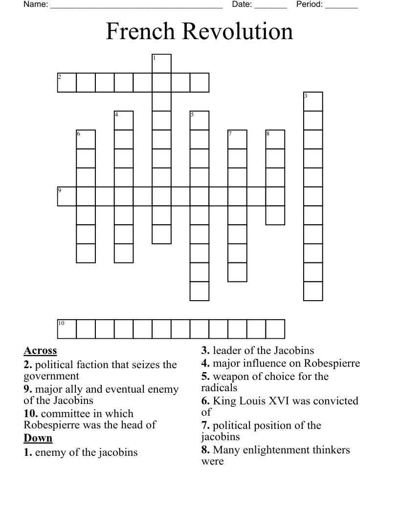 French Revolution Crossword